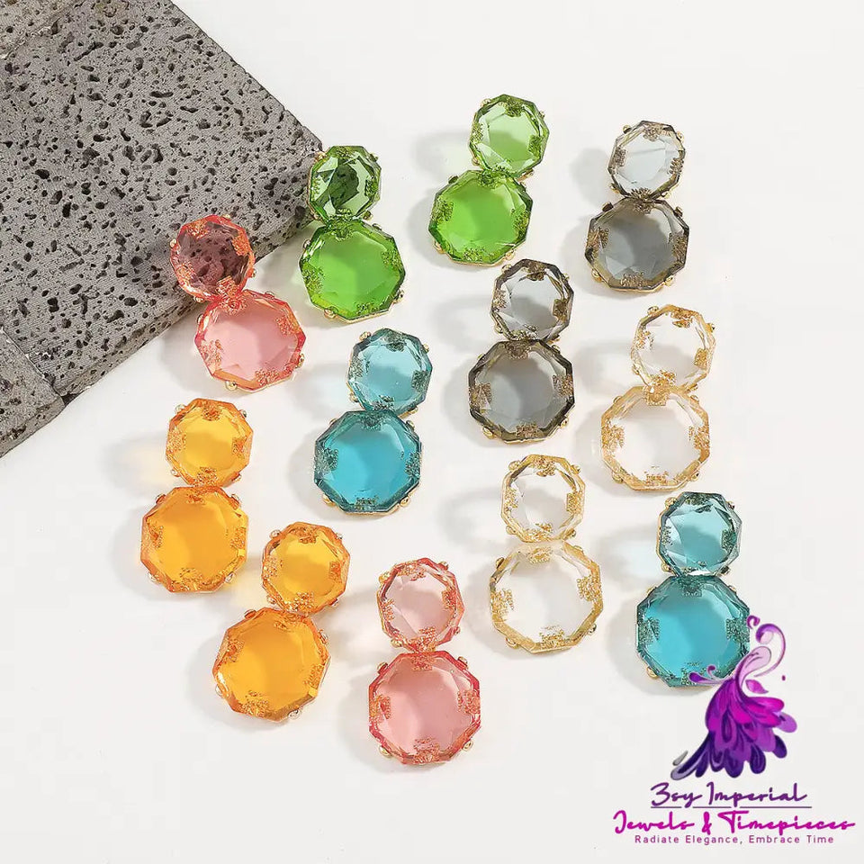 Women’s Fashion Vintage Clear Candy Color Earrings