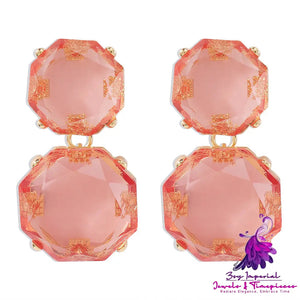 Women’s Fashion Vintage Clear Candy Color Earrings