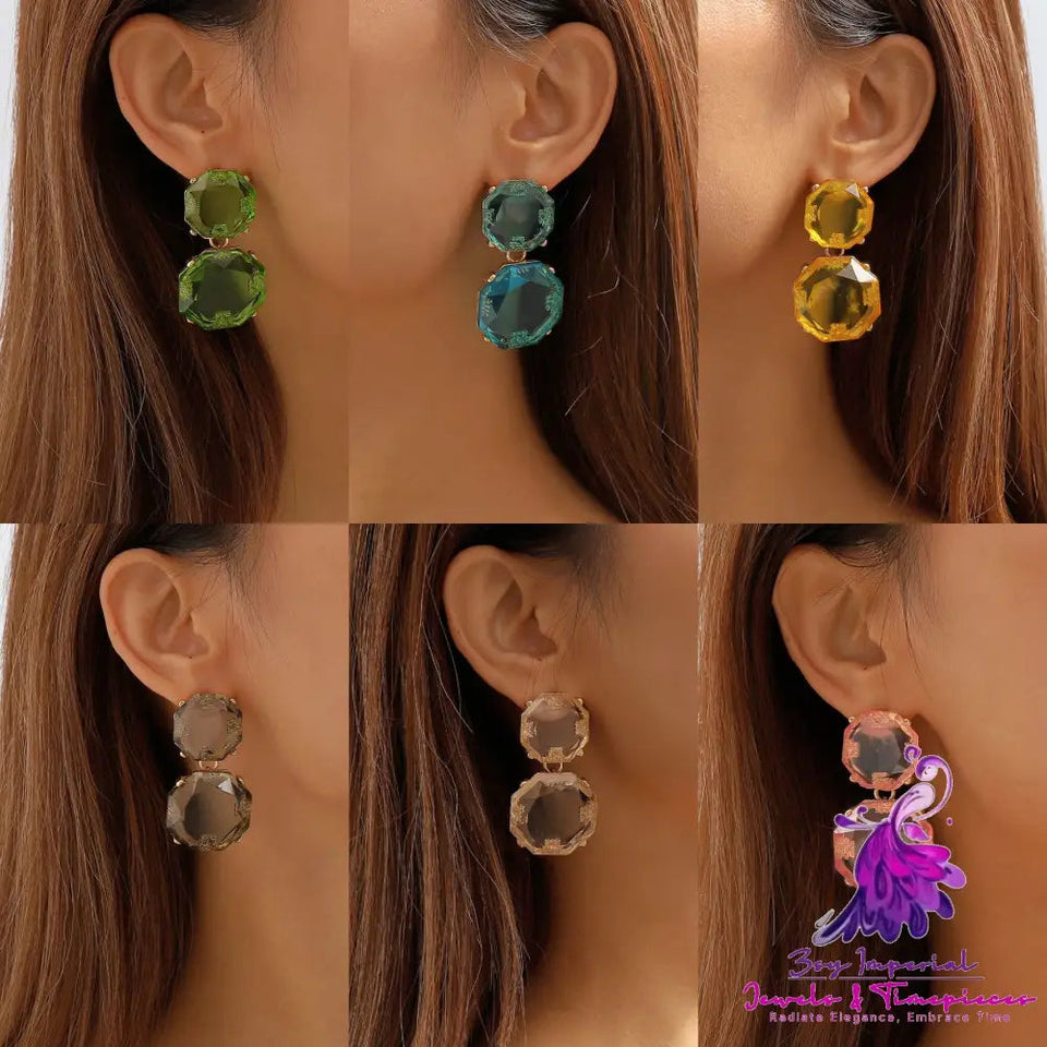 Women’s Fashion Vintage Clear Candy Color Earrings