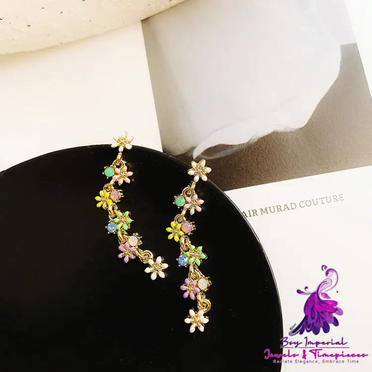 Candy Color Diamond Flower Earrings