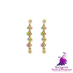 Candy Color Diamond Flower Earrings