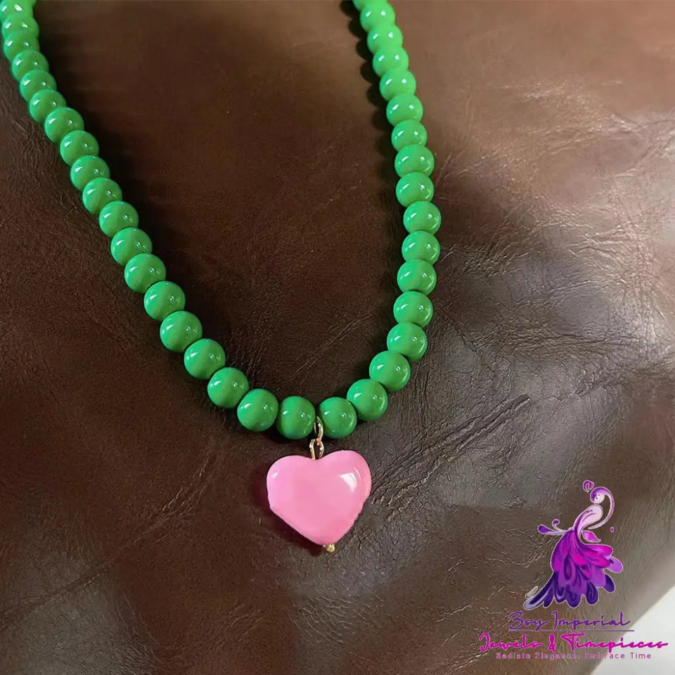 Candy Color Heart Pendant Necklace