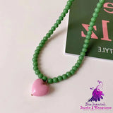 Candy Color Heart Pendant Necklace