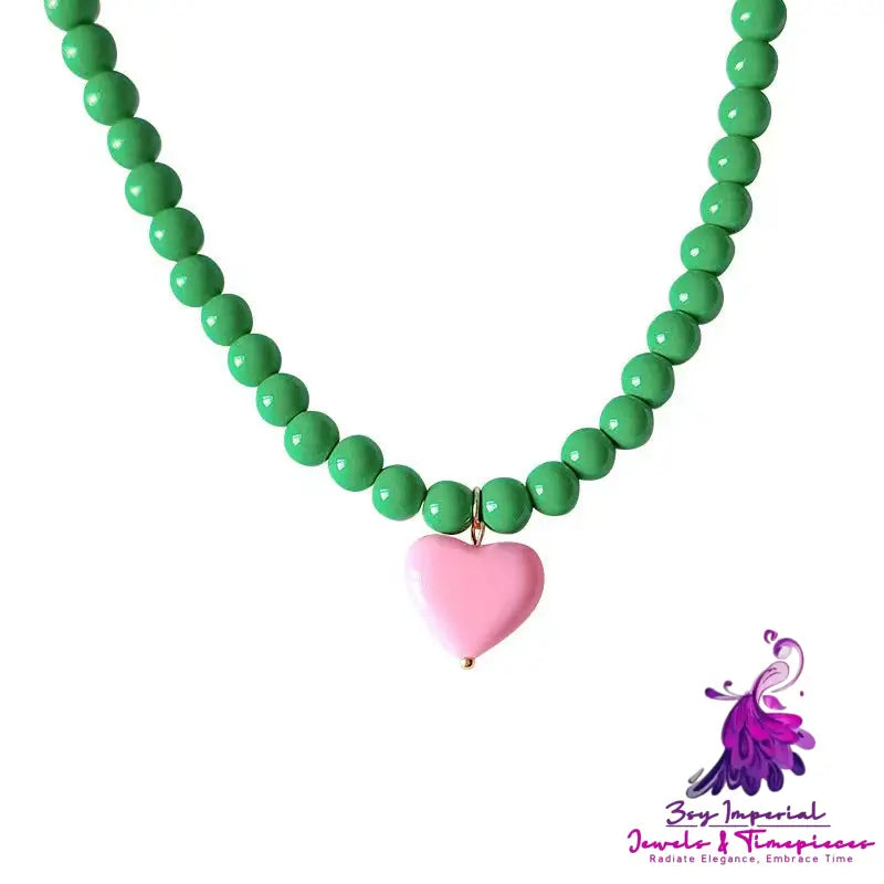 Candy Color Heart Pendant Necklace