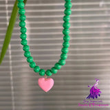 Candy Color Heart Pendant Necklace