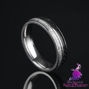 Stainless Steel Carbon Fiber Ice Foil Men’s Ring