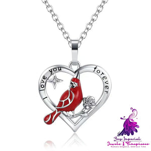 Cardinal Heart Pendant Necklace