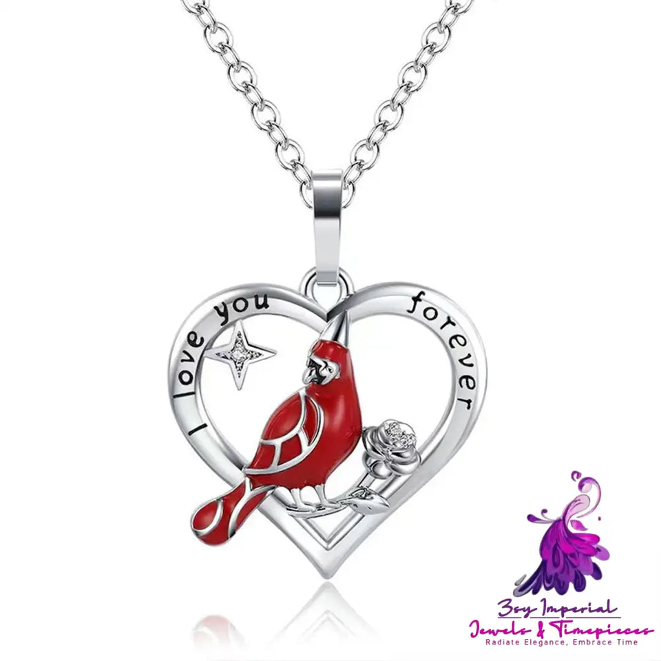 Cardinal Heart Pendant Necklace