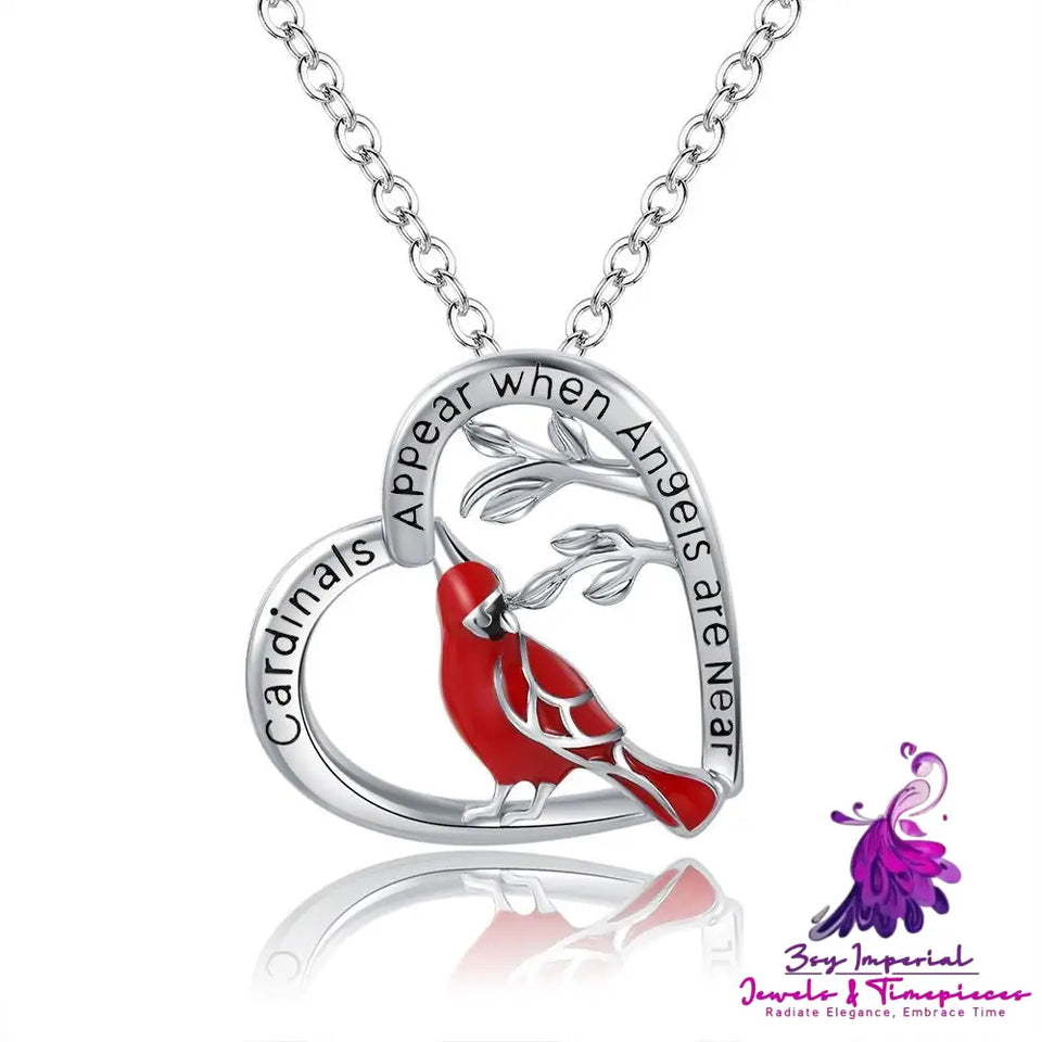 Cardinal Heart Pendant Necklace