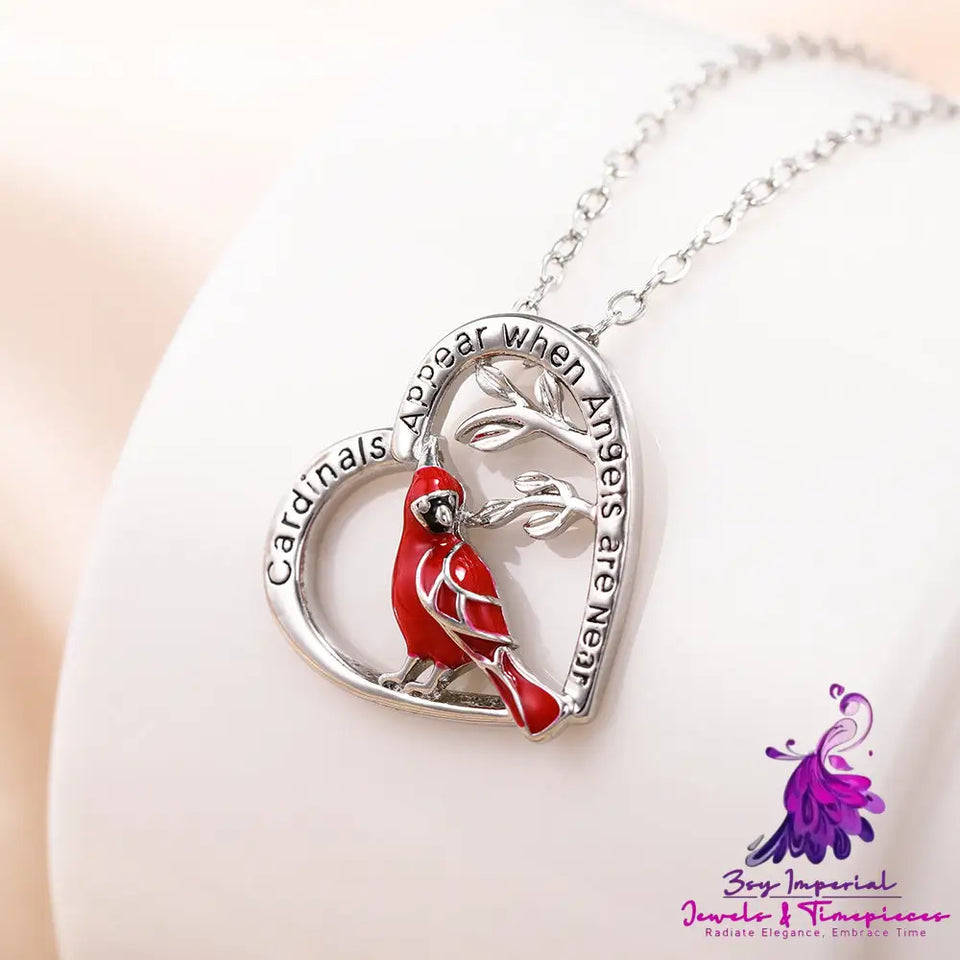 Cardinal Heart Pendant Necklace