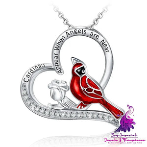 Cardinal Heart Pendant Necklace