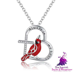 Cardinal Heart Pendant Necklace