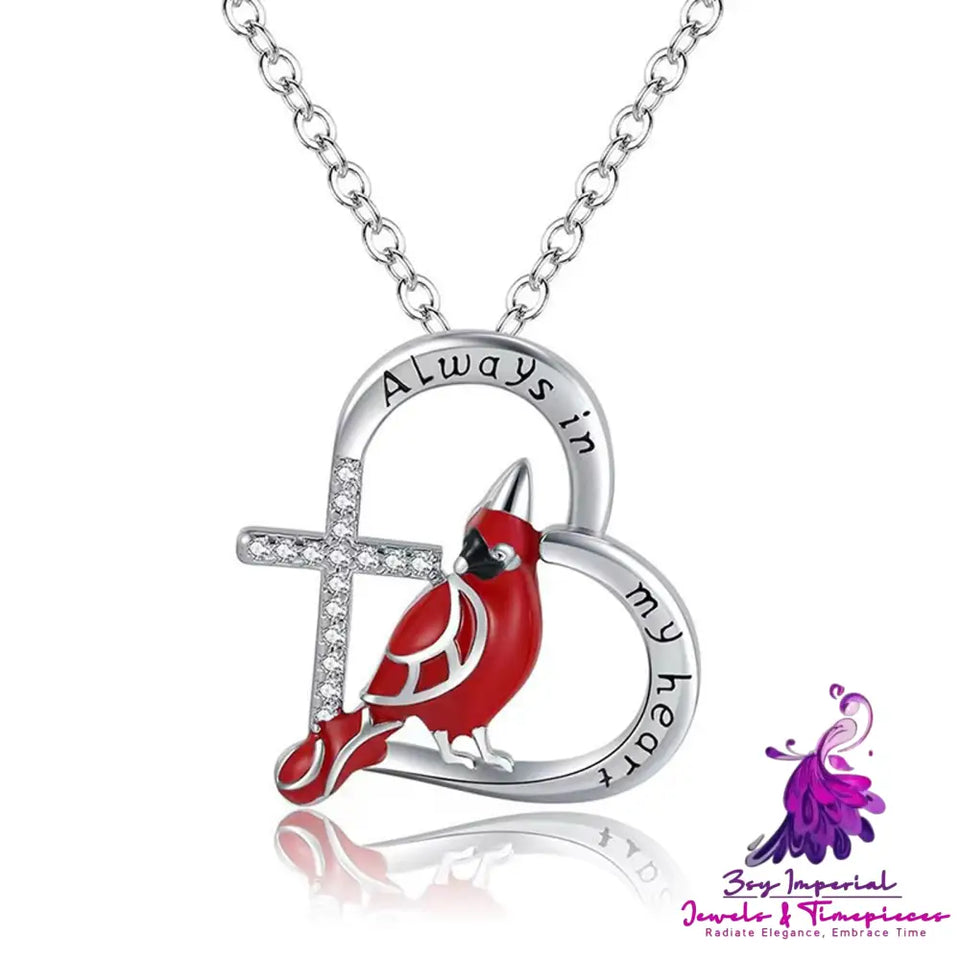 Cardinal Heart Pendant Necklace