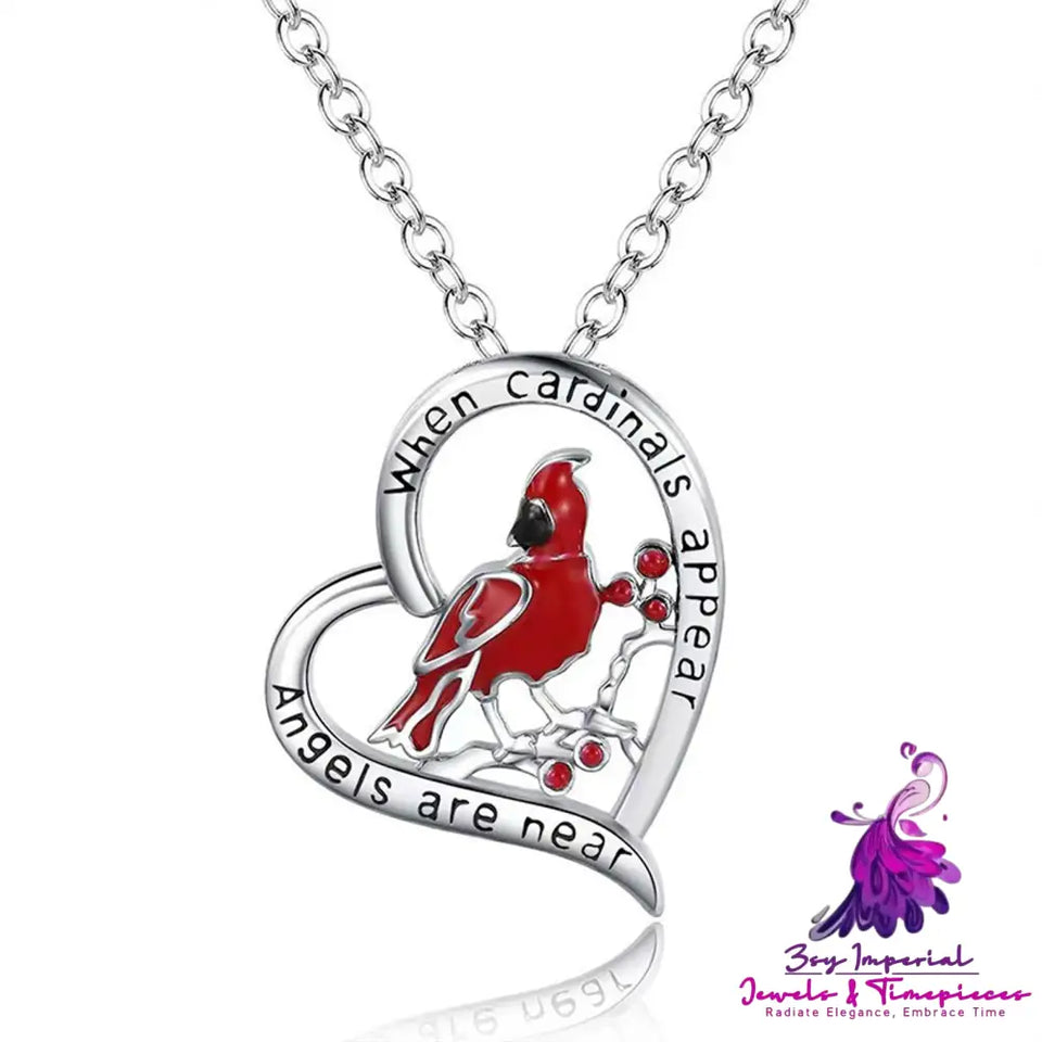 Cardinal Heart Pendant Necklace