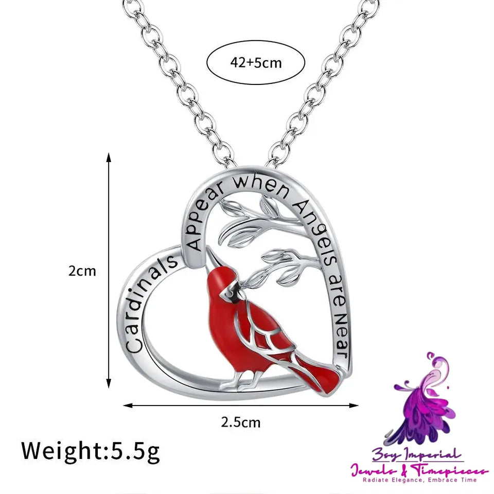 Cardinal Heart Pendant Necklace