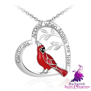 Cardinal Heart Pendant Necklace