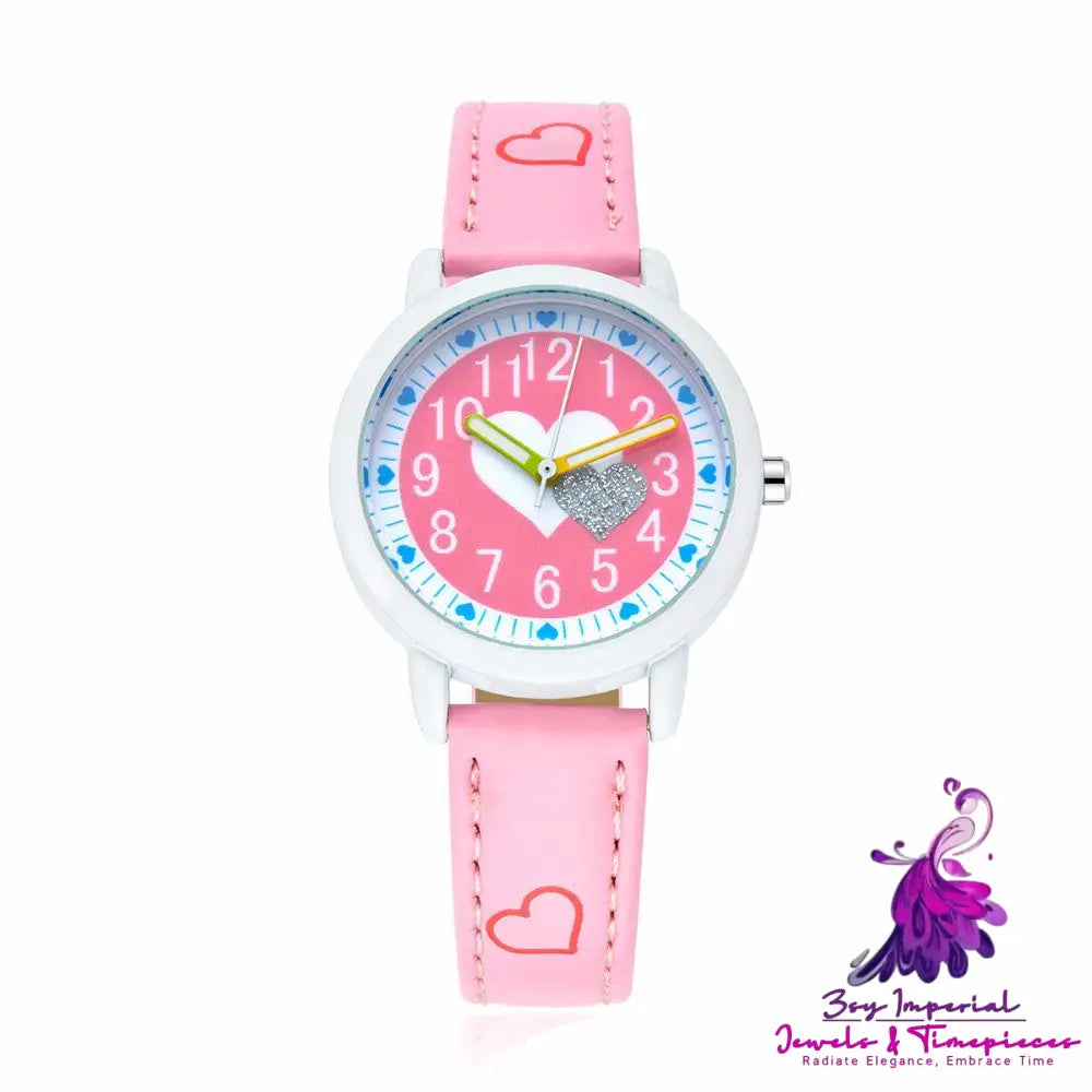 Cartoon Love Dial Casual Children’s Fashion Watch