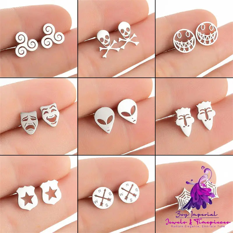 Stainless Steel Cartoon Character Halloween Ear Studs