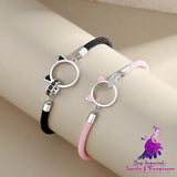 Hollow Out Cat Double Couple Bracelet With Silver Cartoon