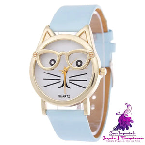 Cartoon Cat Student Quartz Watch