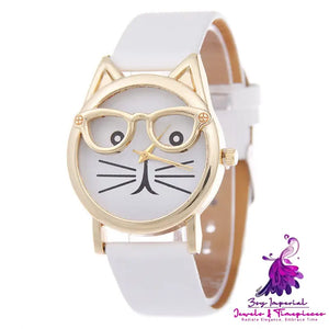 Cartoon Cat Student Quartz Watch