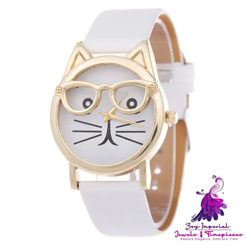 Cartoon Cat Student Quartz Watch