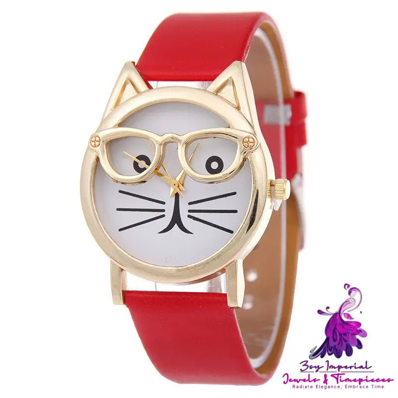 Cartoon Cat Student Quartz Watch