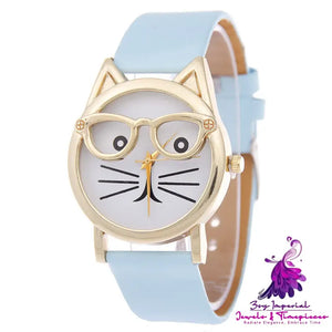 Cartoon Cat Student Quartz Watch