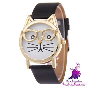 Cartoon Cat Student Quartz Watch