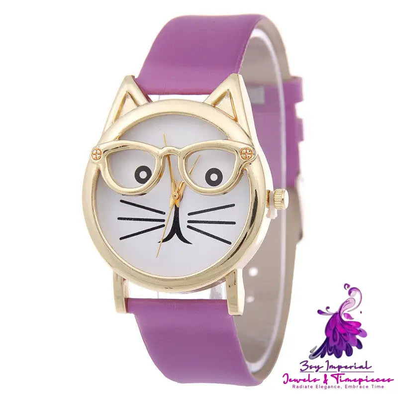 Cartoon Cat Student Quartz Watch