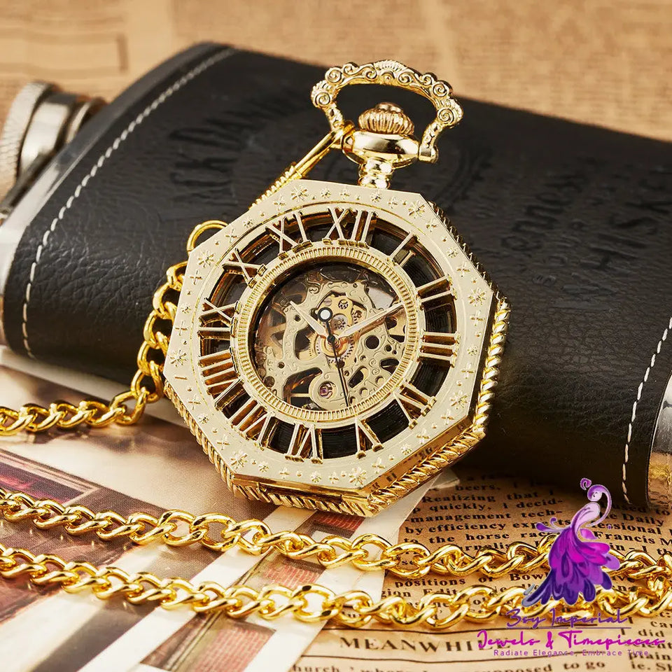 Retro Octagonal Mechanical Pocket Watch