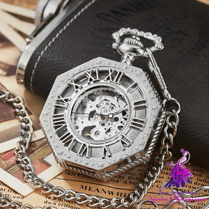 Retro Octagonal Mechanical Pocket Watch