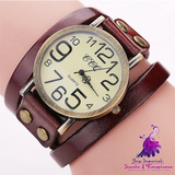 Retro Cowhide Three-circle Watch