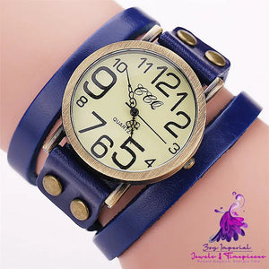 Retro Cowhide Three-circle Watch