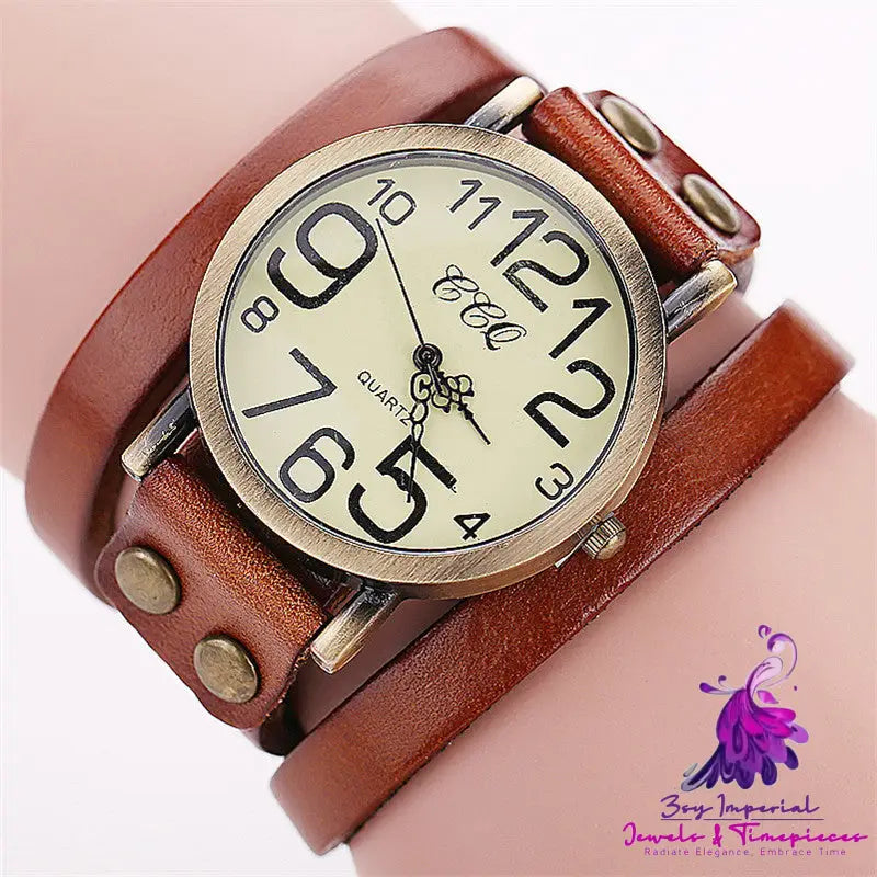 Retro Cowhide Three-circle Watch