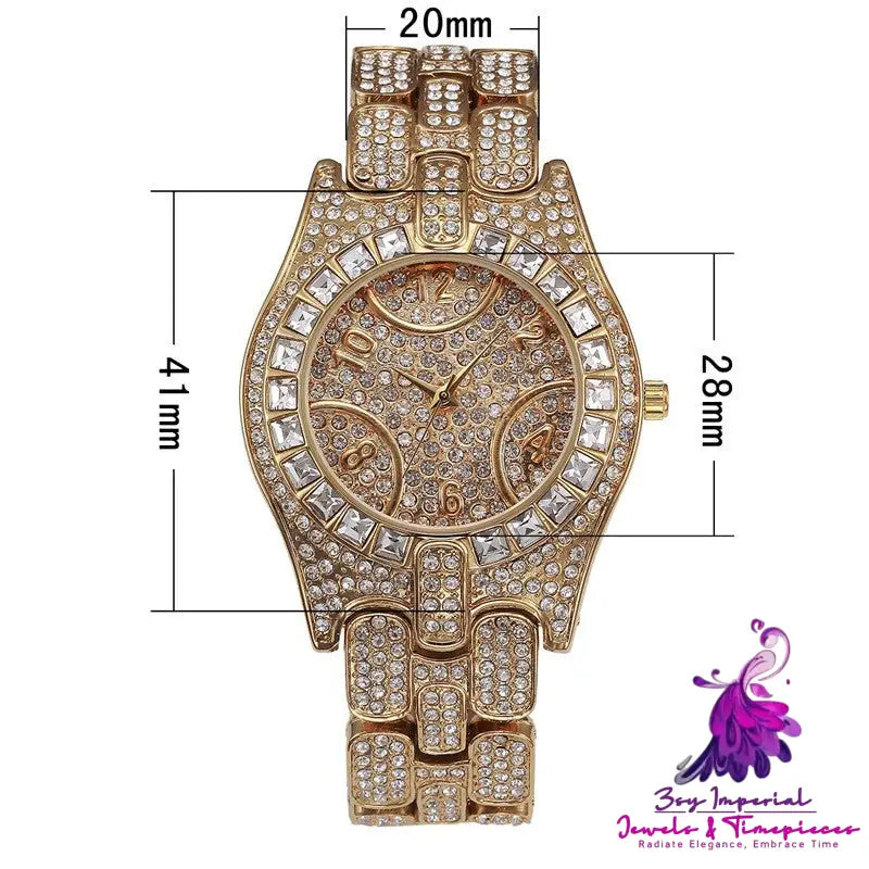 Diamond Inlaid Waterproof Casual Quartz Watch