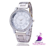 High-end Women’s Diamond Mesh Plate Casual Watch with Roman