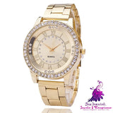 High-end Women’s Diamond Mesh Plate Casual Watch with Roman