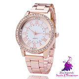 High-end Women’s Diamond Mesh Plate Casual Watch with Roman