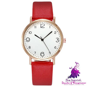 Casual Fashion Numbers Leather Belt Quartz Watch