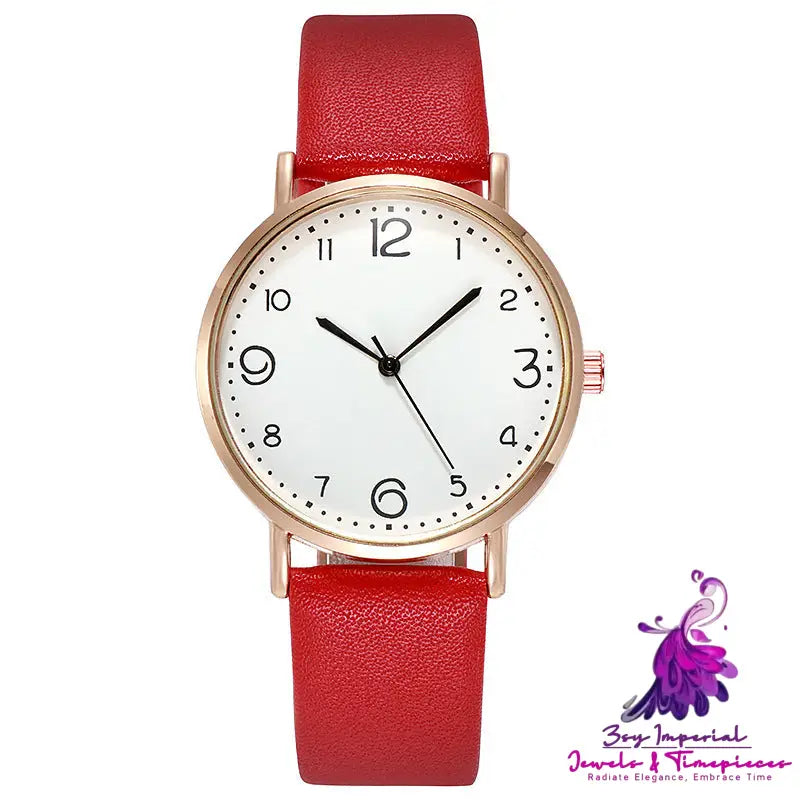 Casual Fashion Numbers Leather Belt Quartz Watch