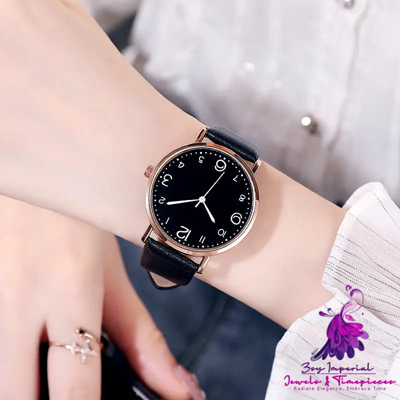 Casual Fashion Numbers Leather Belt Quartz Watch