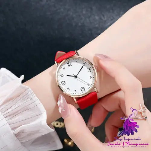 Casual Fashion Numbers Leather Belt Quartz Watch