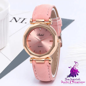 Frosted Leather Ladies Casual Watch