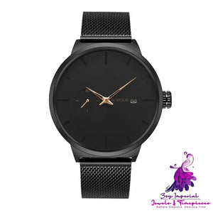 Casual Hook Buckle Men’s Mesh Strap Quartz Watch