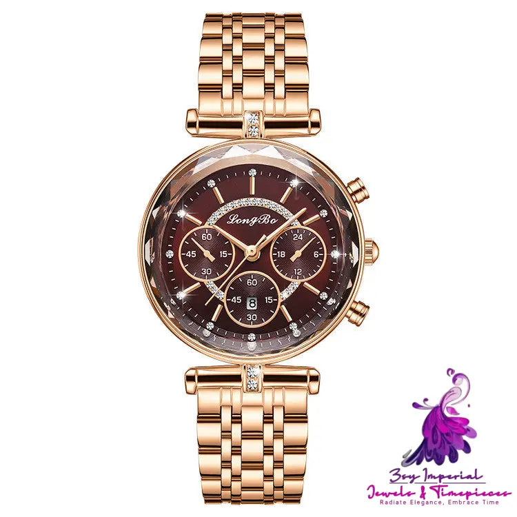 Casual Three-eye Waterproof Women’s Watch