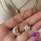 Celestial Star and Moon Necklace