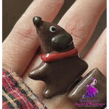 Dachshund Dog Ceramic Ring