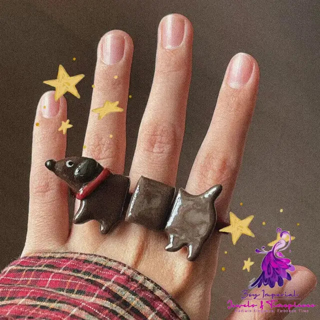 Dachshund Dog Ceramic Ring