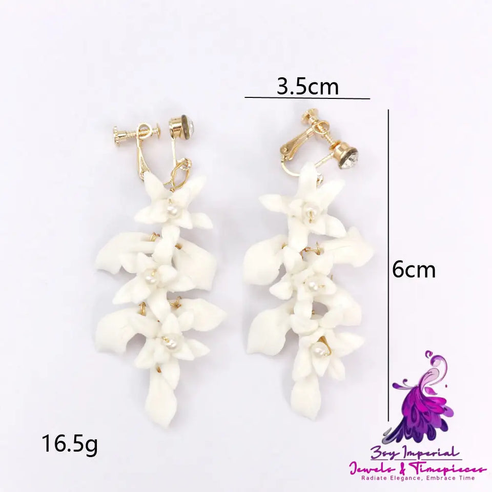 Dual Color Ceramic Flower Earrings